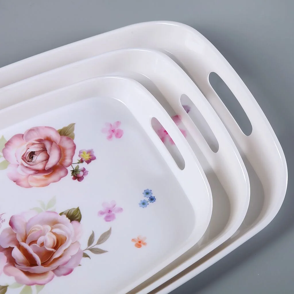 Irregular Shape Stocked Reusable Home Restaurant Hotel Melamine Tray Sustainable Dinnerware Set