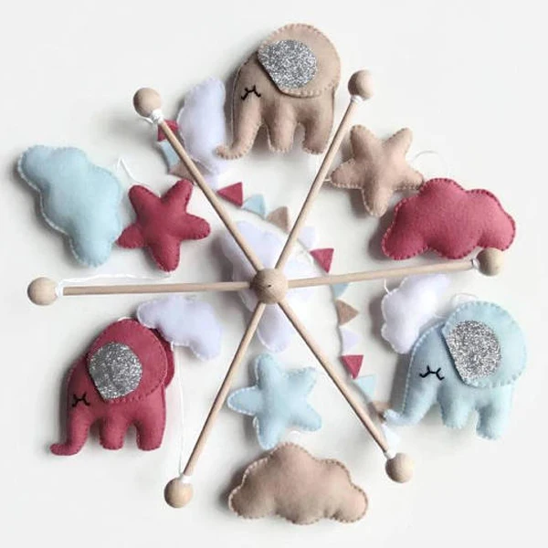 Мобиль для детской кроватки из войлочной шерсти в форме звезды луны облака деревянный мобильный Декор войлочный детский мобильный для кроватки подвесная сенсорная игрушка