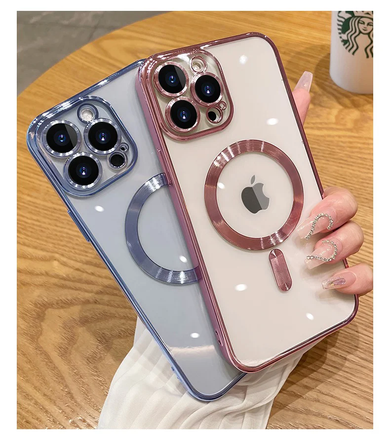 Роскошное покрытие для Magsafe чехол iPhone 14 15 13 12 Pro Max Беспроводная зарядка Магнитная мягкая крышка с защитой объектива