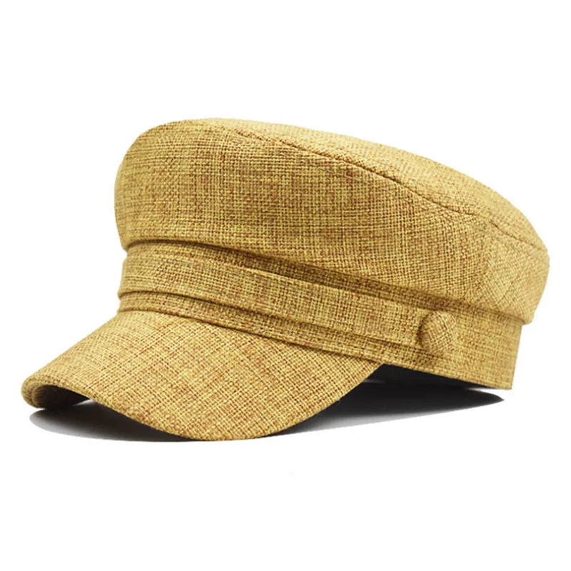 Summer Cool Linen Beret Cap Fiddler Cap Cabbie Conductor Hat Women Summer News Boy Cap