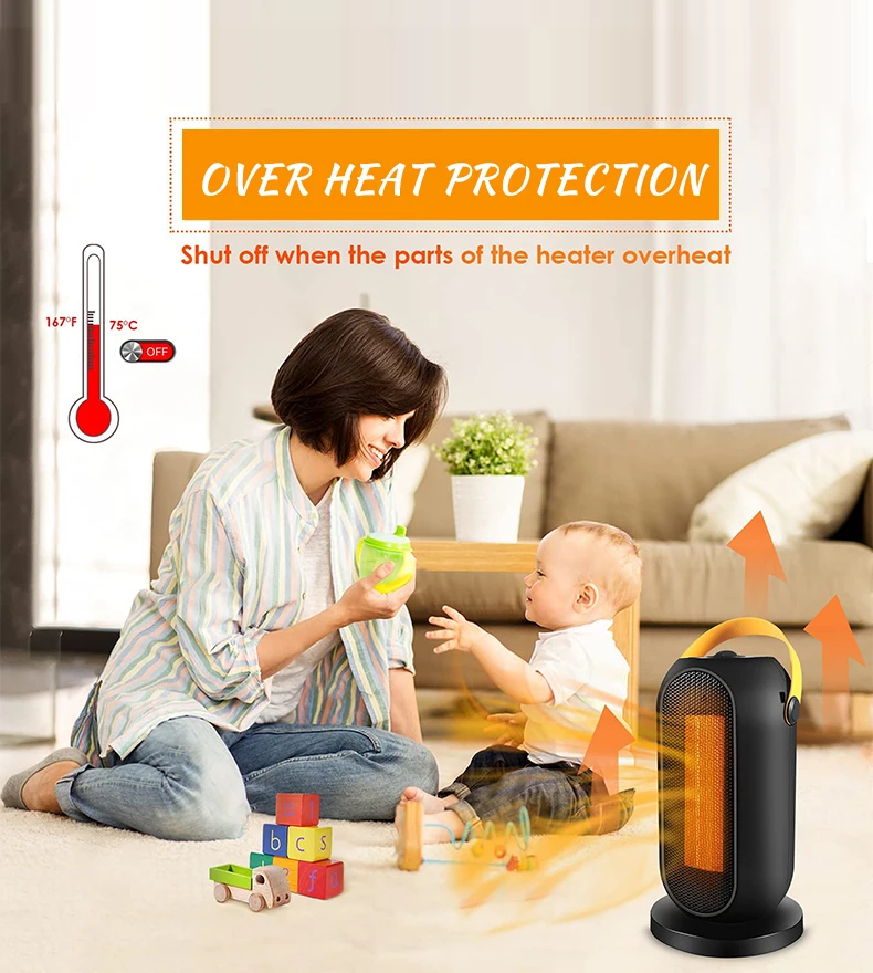2024 Mini Small Heater & Fan With Overheat Protection for small domestic interiors Home Heaters with Shaking Head