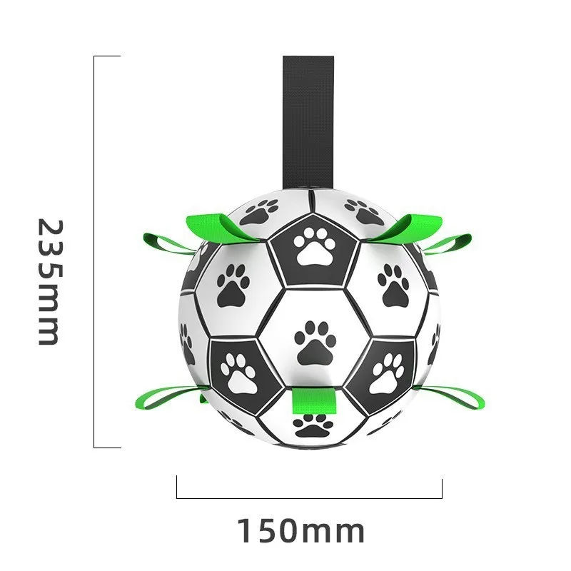 Kinyu Original Pet Supply Hot Pet Product PU Nylon Winding Interactive Football Dog Toys Dog Soccer Ball with Tabs Free Pump