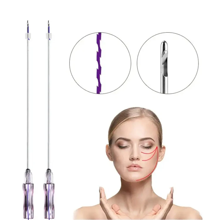 19g 38mm 60mm Cog Type 2-1 L Needle For Nose 6D 4D OEM Size Lifting Thread PDO COG Thread With 4d 6d Needle