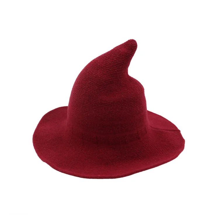 Women Wool Sharp Pointed Witch Hat for Halloween Christmas Costume Party