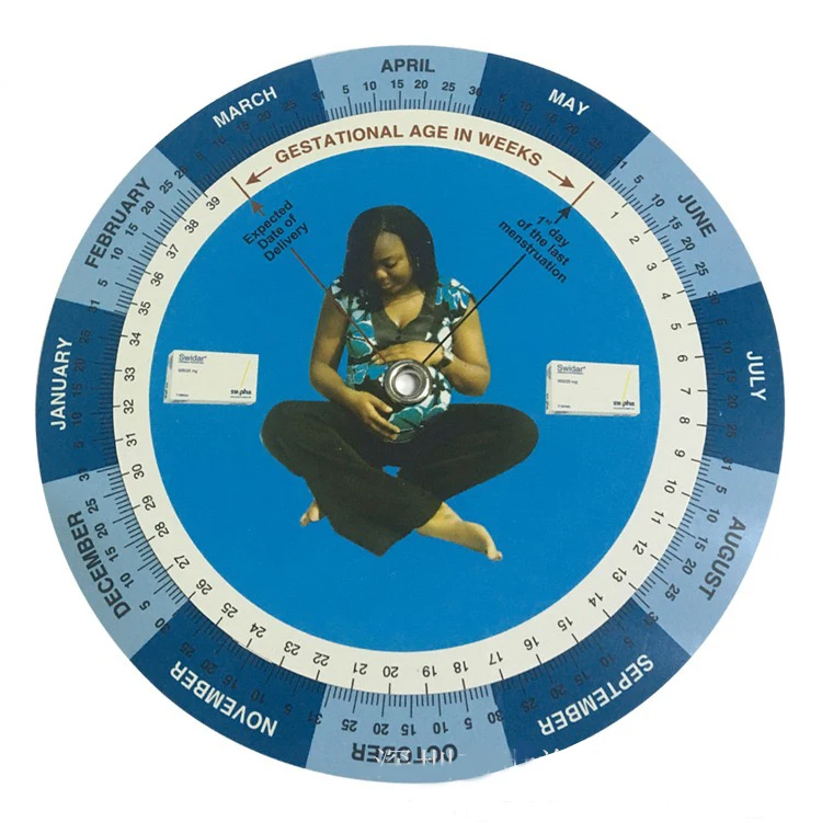 EM Customized Medical Round Pregnancy Calculator Due Date Wheel Pregnancy Disc Date Finder Plastic Rulers