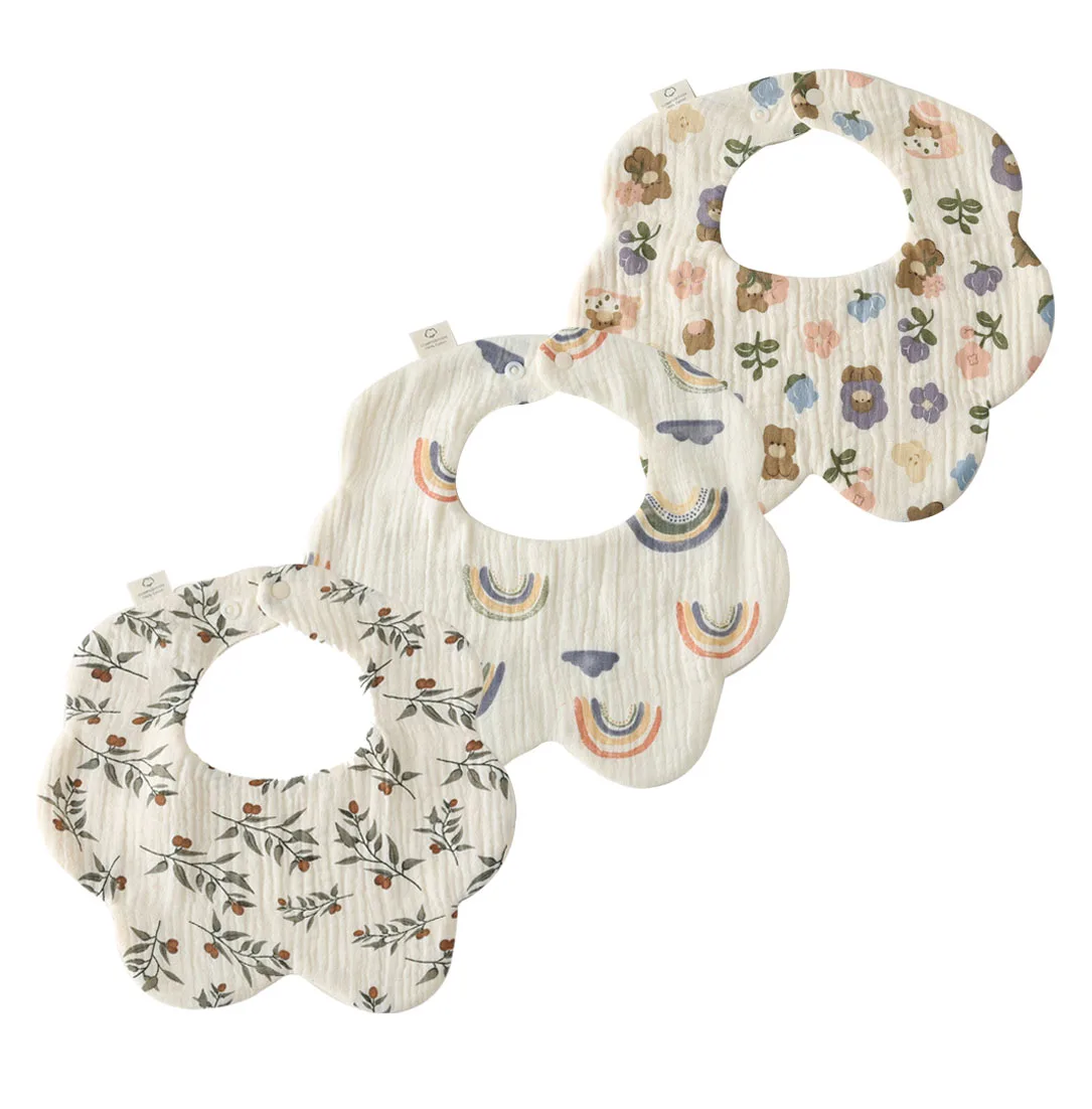Muslin Baby Teething Bibs Lap-shoulder Cloths Bibs Baby Bandana Drool Bibs