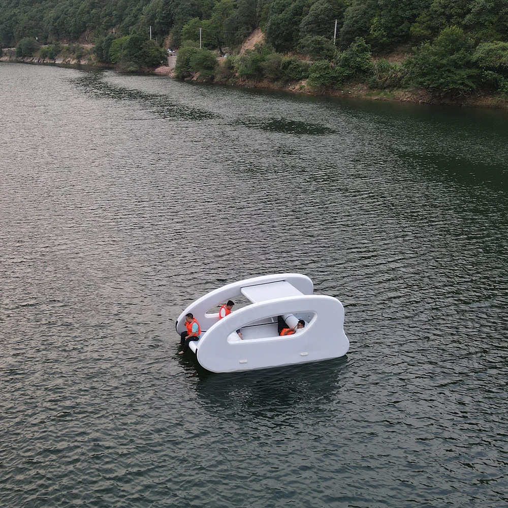 Luxury Electric Boat 4.5 Floating Pontoon Family Party Boat Catamaran Inflatable with Motor