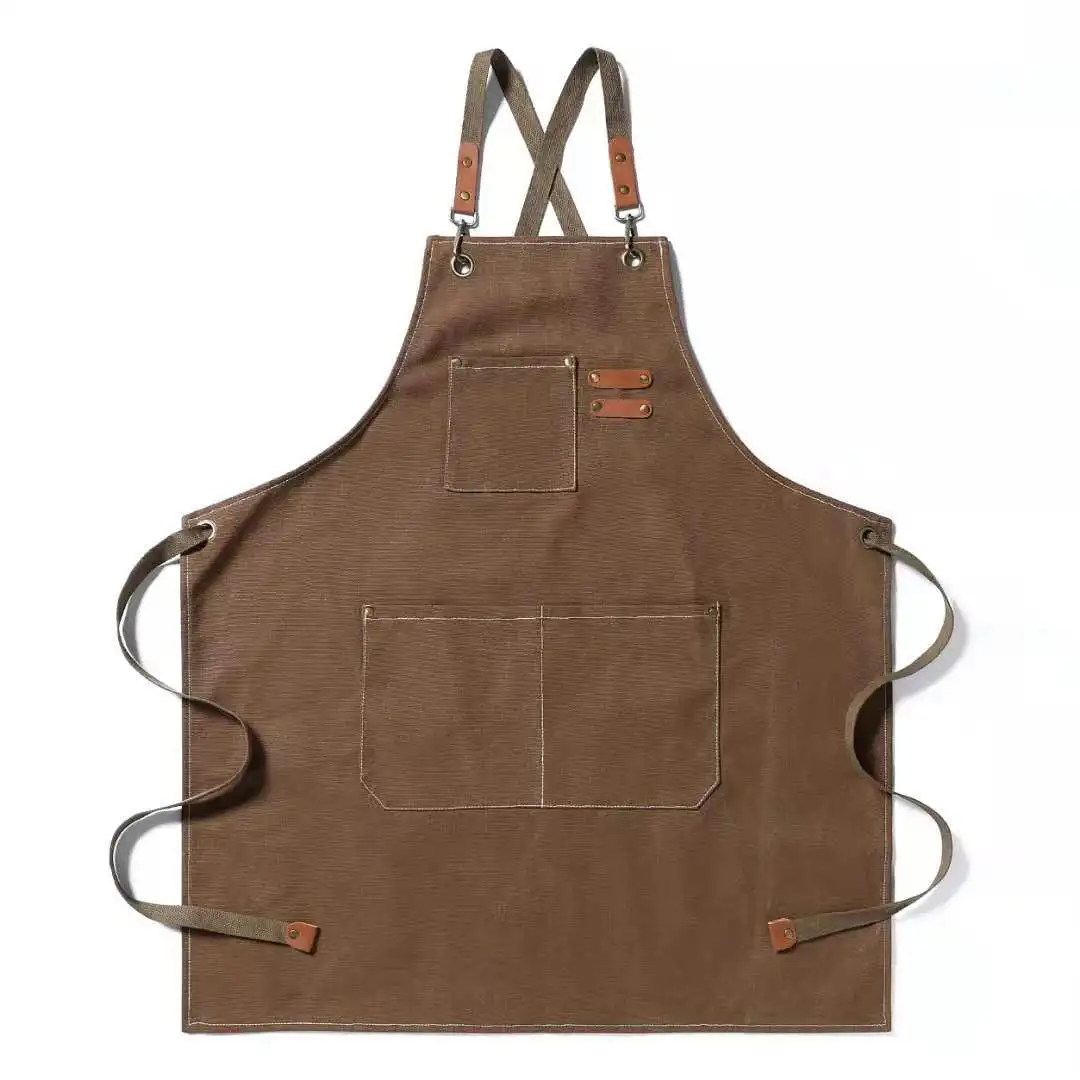 Wholesale Apron With Removable Adjustable Strap work apron Durable Washed Canvas Chef Bib Apron