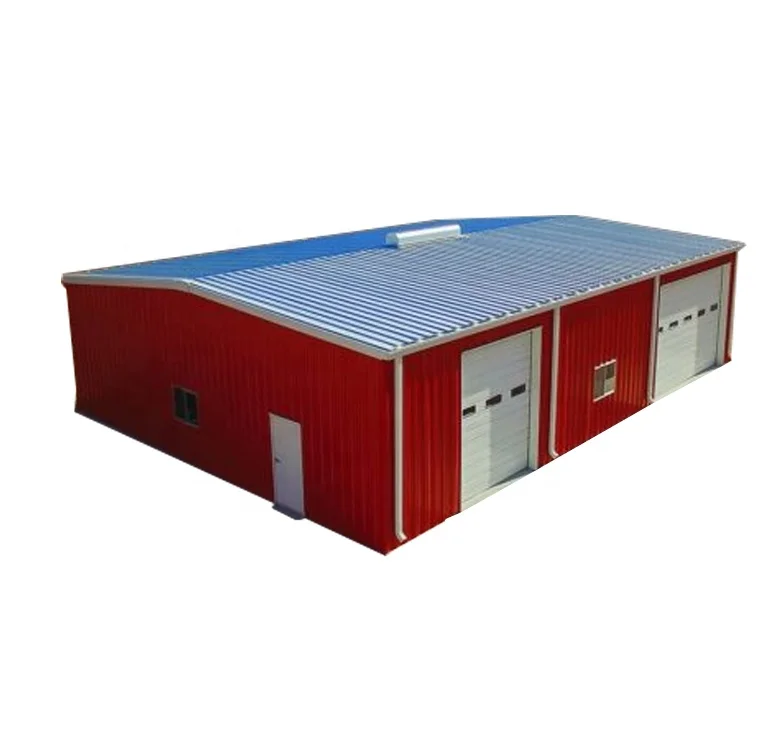 Low price prefabricated design lightweight galvanized steel two door small building steel structure storage garage