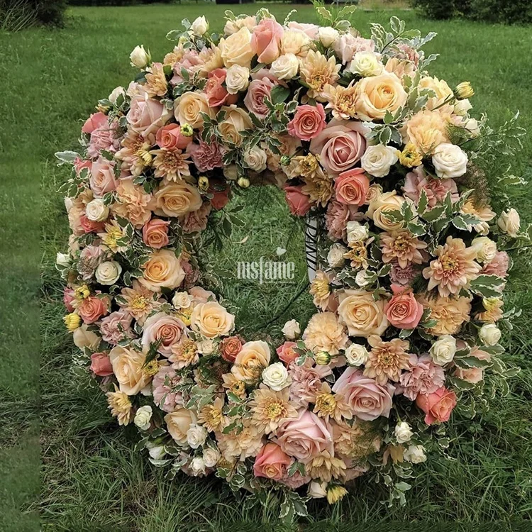 MSFAME Large Beautiful White Flowers Artificial Wedding Arch Wall Backdrop Flower