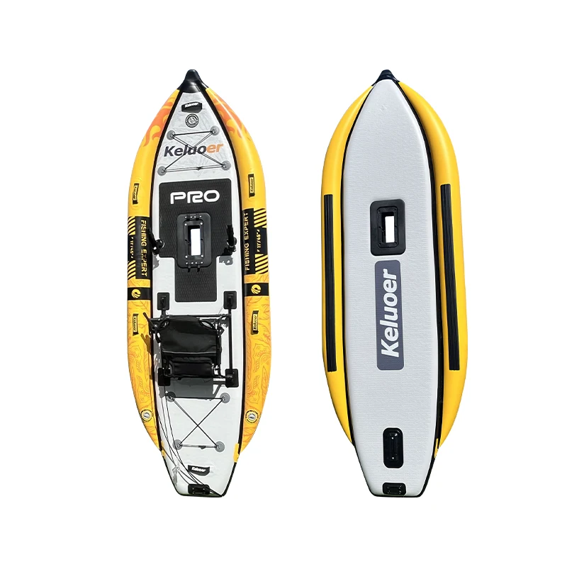 New Design Adult Fishing Surfing Canoe Rowing Boat Inflatable Pedal Kayak With Fin Drive