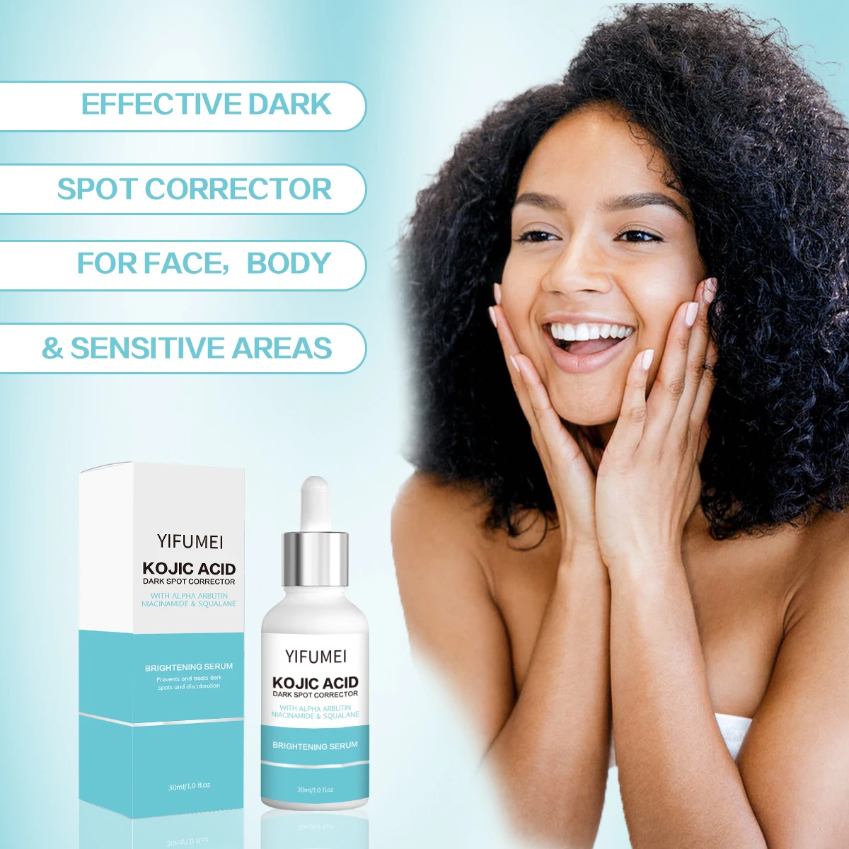 Squalane Discoloration Acne Scars Alpha Arbutin Treats Dark Spot Corrector Glow Lightening Whitening Skin Care Kojic Acid Serum