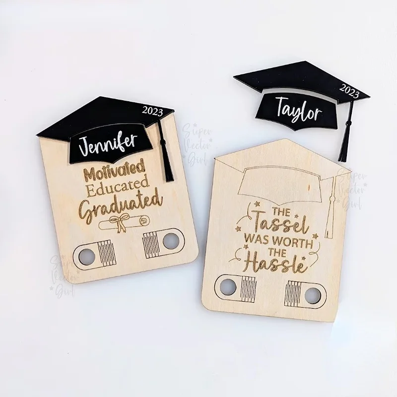 2024 Creative Wooden Graduation Wallet Money Gift Holder Handmade Wood Crafts for Graduates