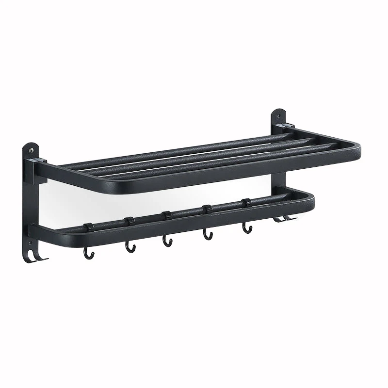 Bathroom hotel bathroom hardware pendant wall hanging foldable non perforated stainless steel towel rack hook