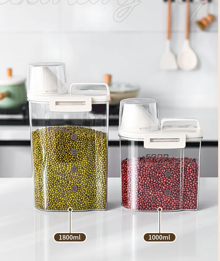 BOCHENG Wholesale Food Grade Cereal Storage Container PET Plastic grain transparent tank rice barrel  Rice Bucket Container