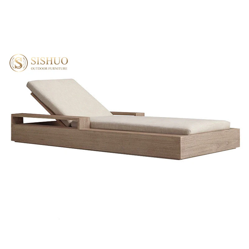 Factory Price Custom Reclining Beach Hotel Solid Teak Wood Sunbed Sun Beach Lounger