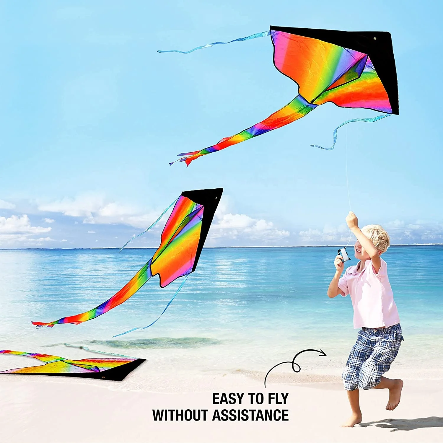 Giant Beach Kites Easy to Fly Rainbow Kite Family Outdoor Games and Activities Flying Kites Easy to Assemble