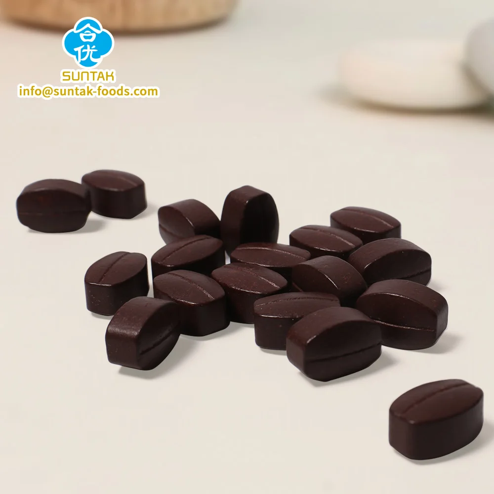 Hot Selling Private Label Vegan Halal Instant Coffee Bean Candy Flavor Confectionery Products Chewable Tablets Coffee Candy