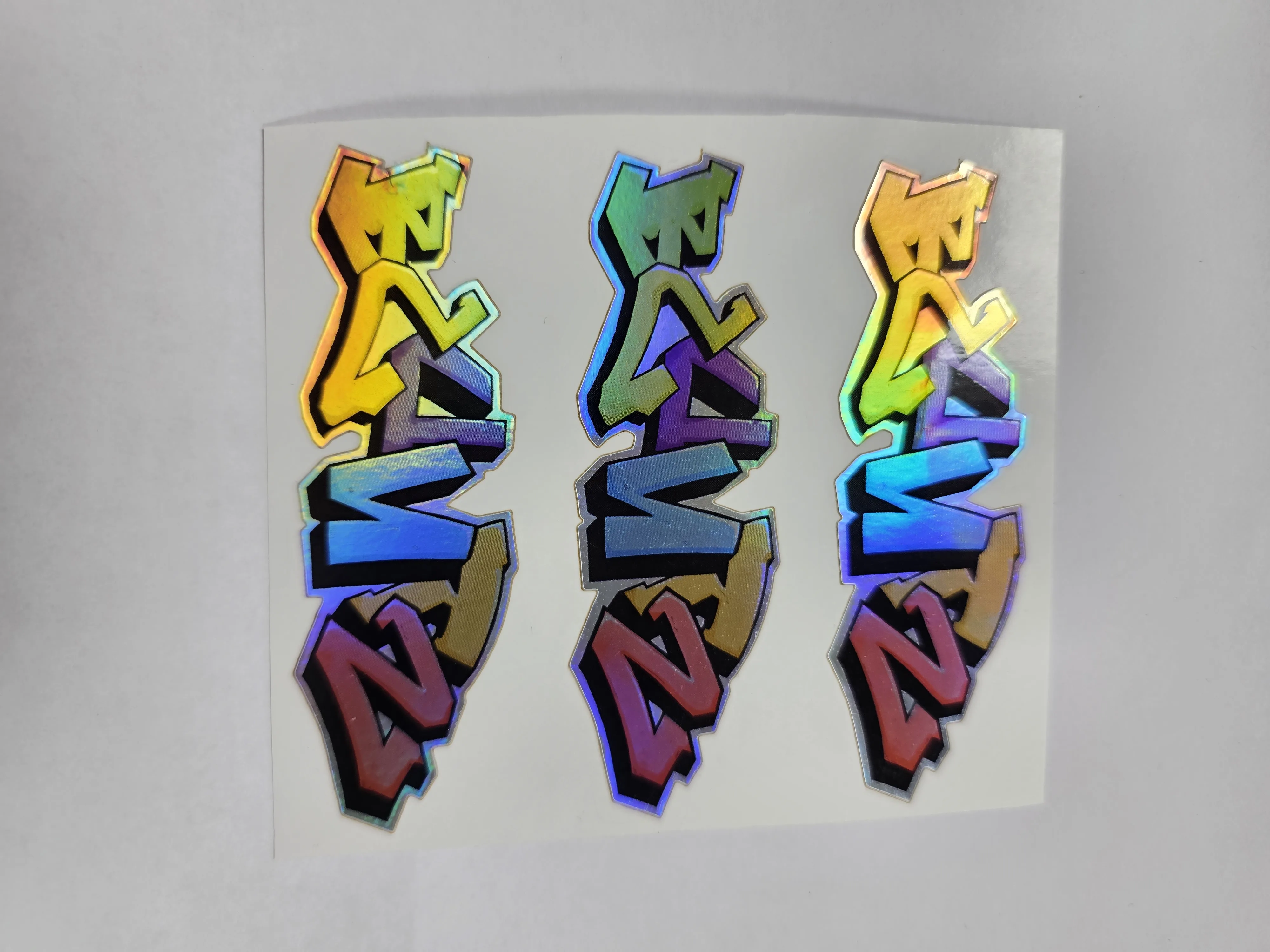 beautiful shining holographic custom label sticker mobile phone accessories
