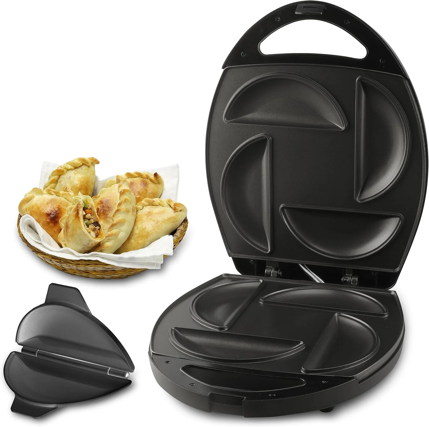 Home Use Electric Empanada Maker Machine with Non-Stick Plates, Dumpling Maker Press, Makes 4 Empanadas, Beef Patty, Pocket Pies