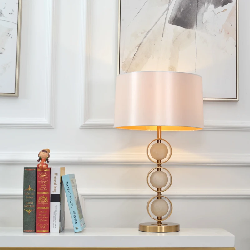American fashion bedroom hotel luxury marble  reading modern LED desk light decorative bedside table lamp