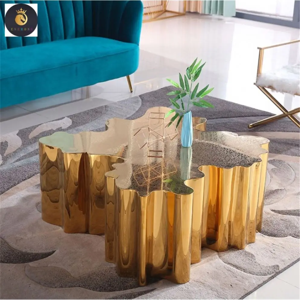 Modern Unique Design Tree Root Luxury Stump Golden Stainless Steel Coffee Table For Living Room Furniture