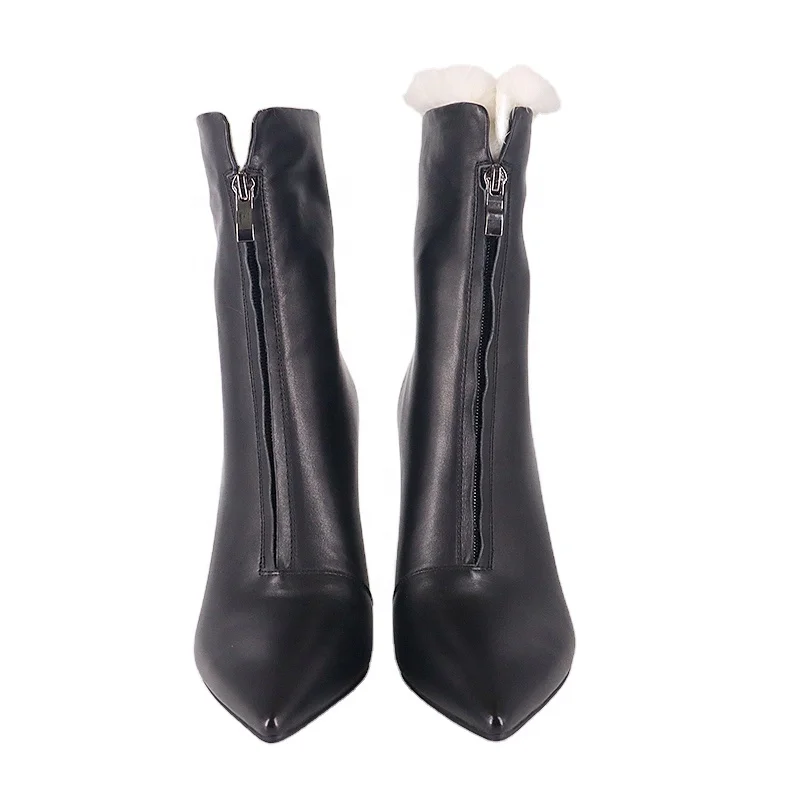 Real Fur Booties Genuine Leather Ladies Winter Snow Ankle Women Boot Shoes