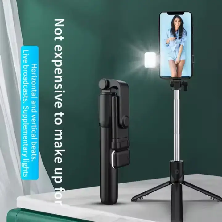 Selfie stick R1S selfie stick BT selfie wireless remote control photo tripod Live Broadcast Stand With Fill Light