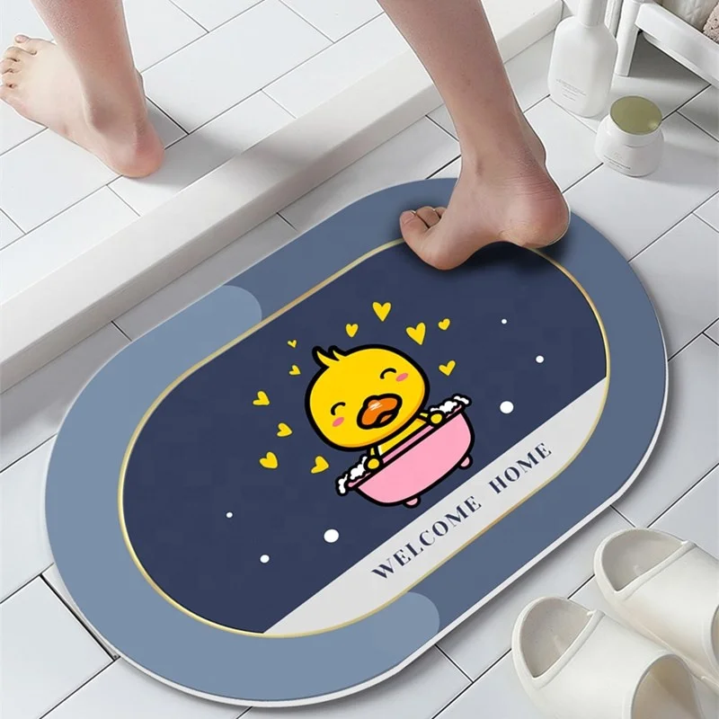 3 d printed leather rubber anti slip bathroom mat washable door mat low price from China De Xin carpet factory guangdong