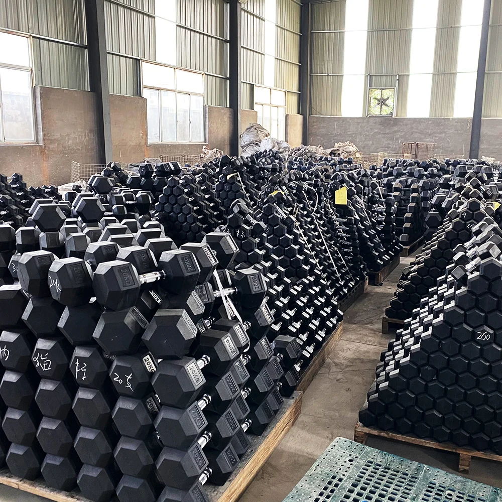 Factory Wholesale Free Weight Dumbells Gym Rubber Hex Hexagon Dumbbell Set LB Buy Online