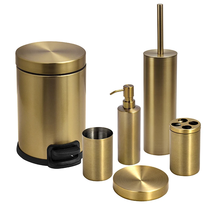 Hot Selling Household Bathroom Accessories Stainless Steel Bathroom Sets For Home Use With Soap Dispenser And Toilet Brush