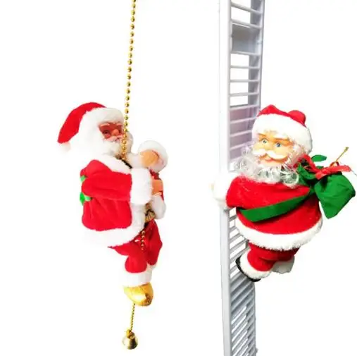 Electric Climbing Ladder Santa Claus Christmas Figurines Ornament Gifts Christmas Tree Hanging Ornament