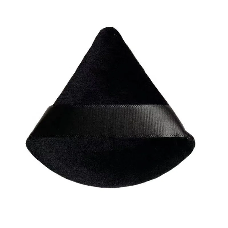 From Puff manufacturer Wholesale White Black Pink Beige Velvet Makeup Powder Puff Triangle