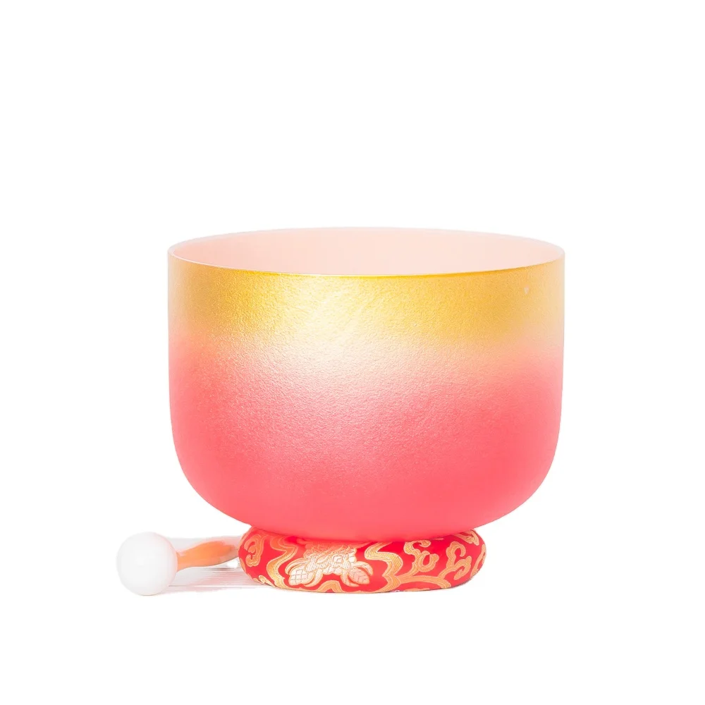 8 Inch golden Red Color Note C  Factory Supply Chakra Sound Healing Bowl Crystal Singing Bowl