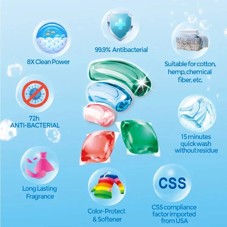 China Good Quality easy washing detergent pacs laundry beads for hotel and home