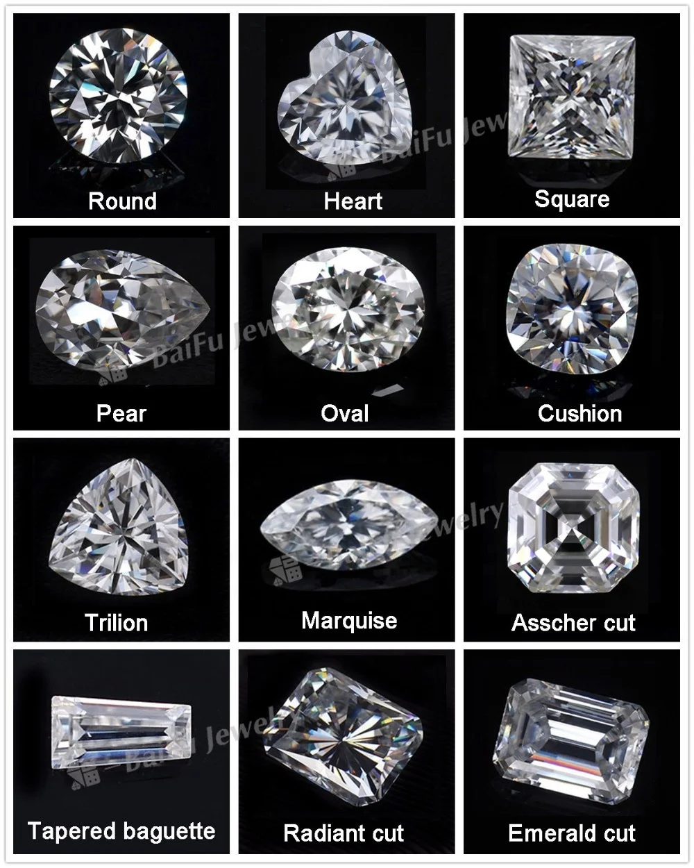 Baifu Jewelry wholesale price baguette 1 carat moissanite 18K white gold earings