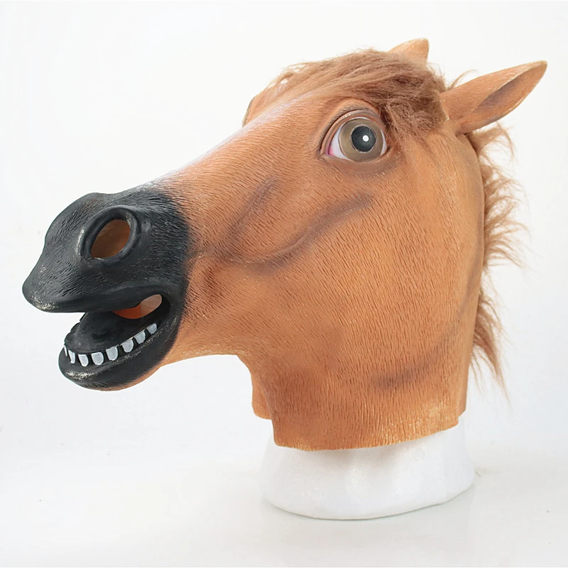 OEM Wholesale Eco-friendly Latex Horse Head Halloween Mask Party