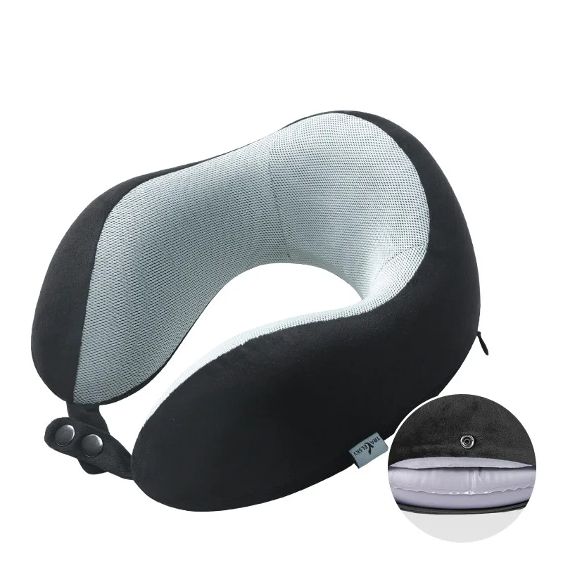 Travelsky Promotional new design bamboo charcoal soft neck airplane rest memory foam travel pillow