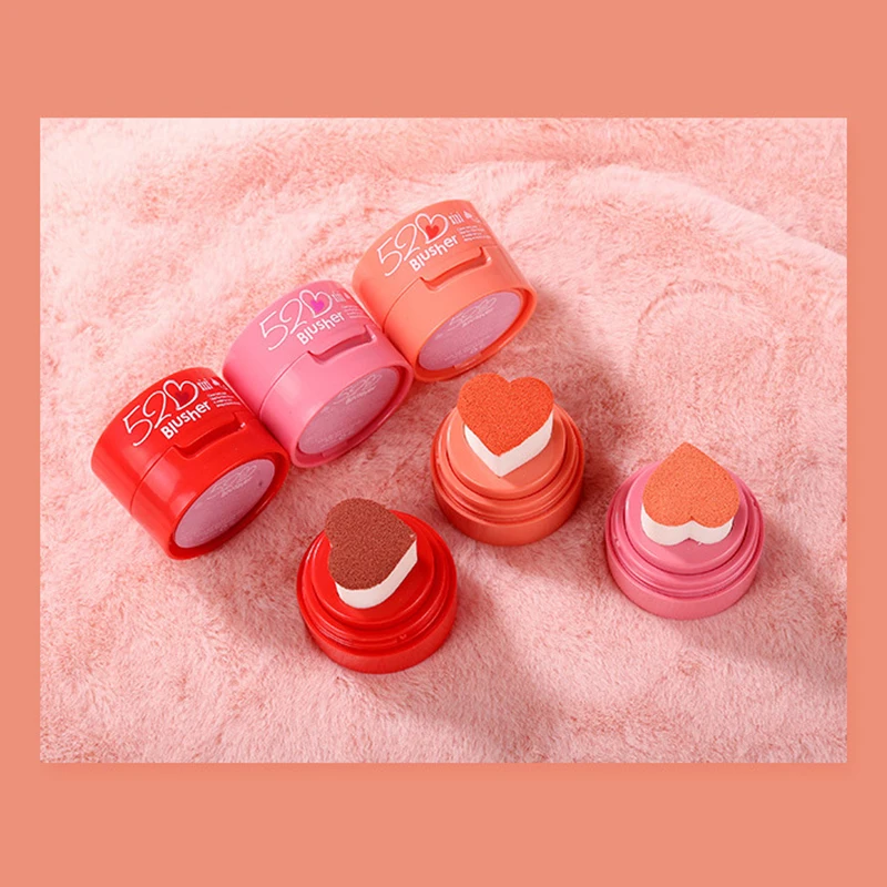 Girls brighten skin natural sweet seal blusher pink rose red orange heart shaped blush cushion