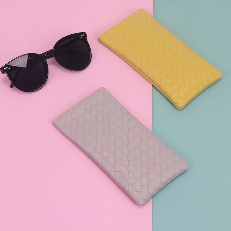 New Case Pouch Leather Eyeglasses Faux Suede Eyeglasees Packaging Bag With Flap Pouches For Sunglasses