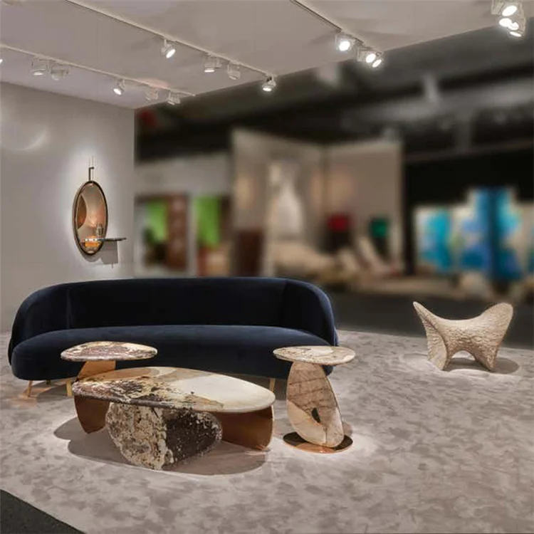 Italian luxury marble coffee table Living room furniture luxury polished brass coffee table