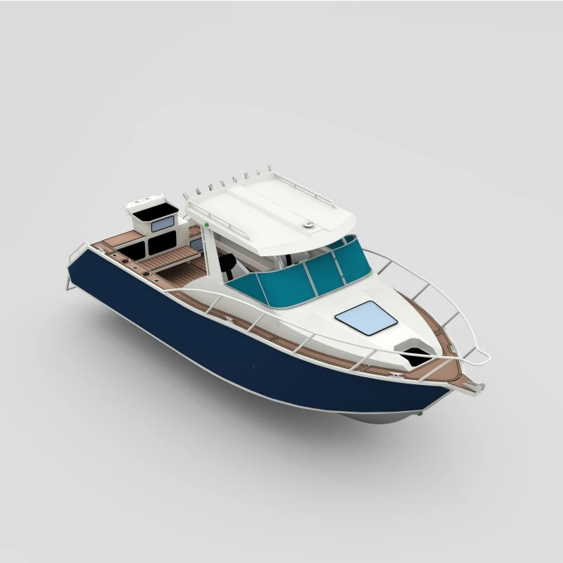 Half Windproof 7.5m Leisure High Speed Yacht Cuddy Cabin Aluminum Sport Fishing Boat for Sale