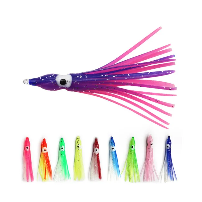 20 Color 6 Size Soft Fishing Lures Glow Trolling Saltwater Octopus Squid Skirt Lure for Bass Salmon Trout