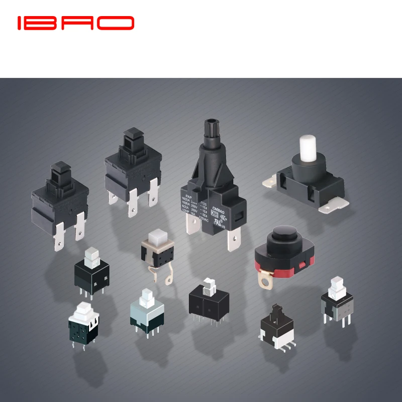 IBAO CNIBAO  5.8x5.8 7x7 8x8 8.5x8.5mm Self Locking / UNlock 3 Pin Push Tactile Power Micro Switch 6 Pin Button Switches