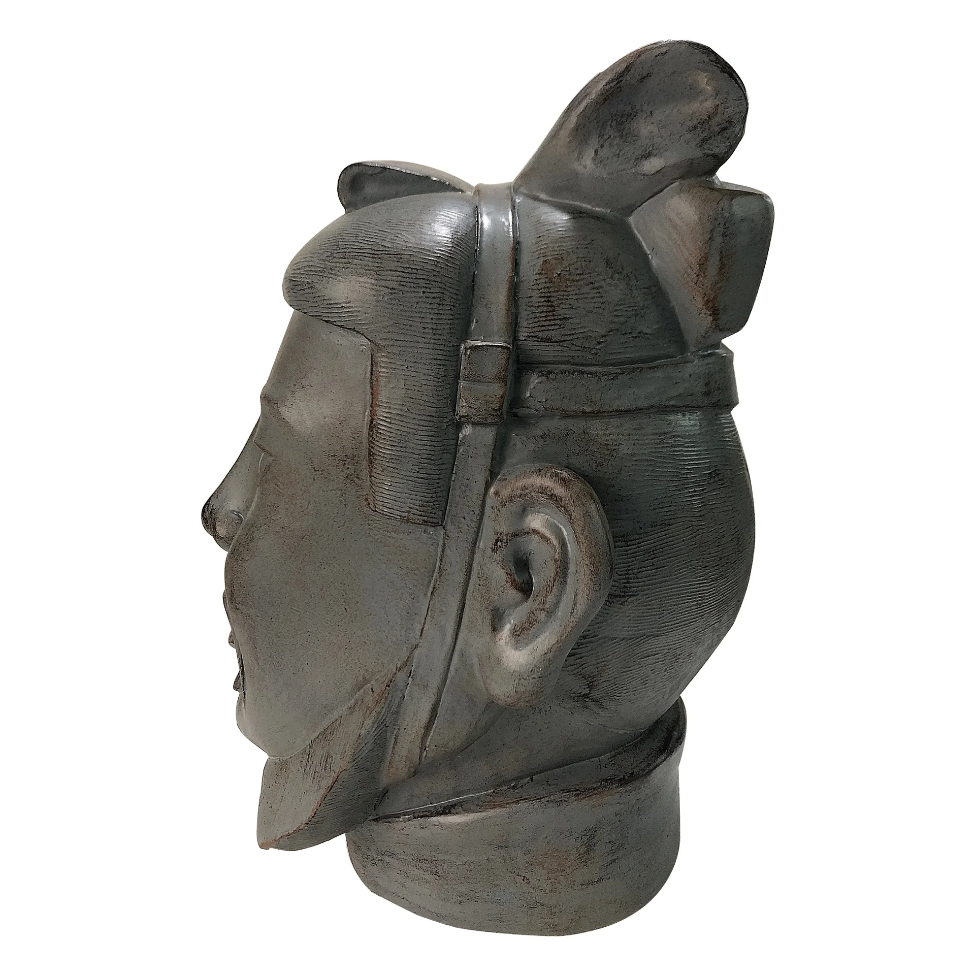 31cmH Polyresin Resin Chinese Terracotta Warrior Soldier Head Home Decoration