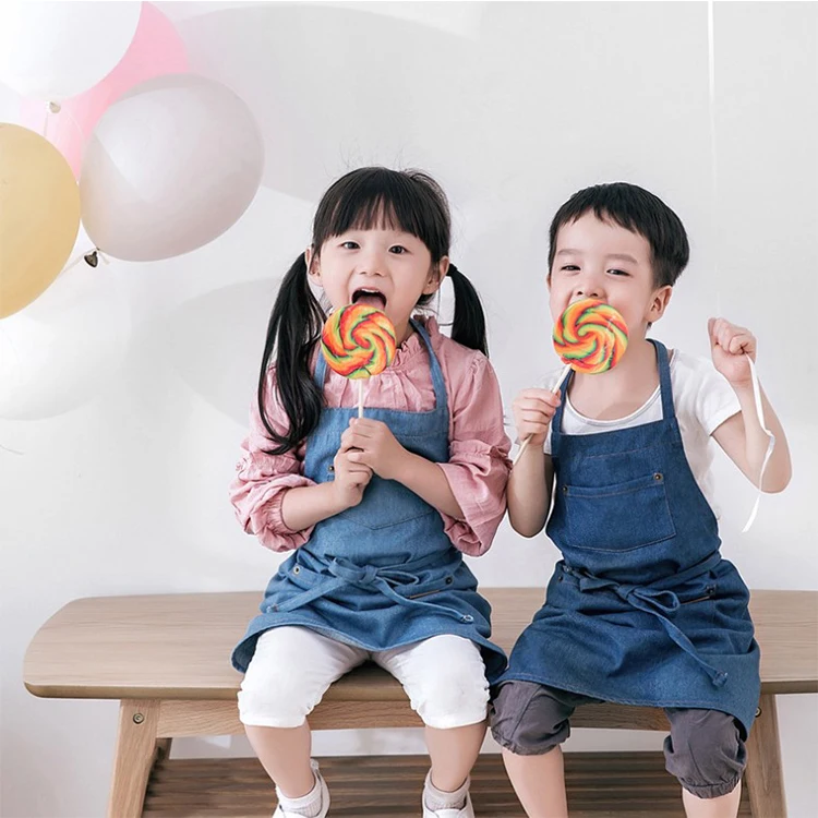 Wholesale Hot Sale Denim  Apron Children  Painting Apron Waterproof  apron for kids