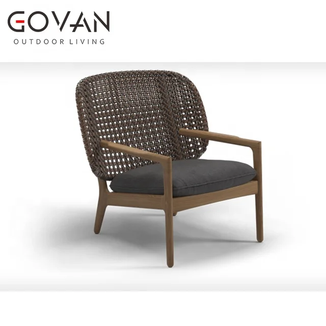 New Design Garden furniture  Teak Wood Outdoor Patio Wicker Leisure Chair Low Back Lounge Chair
