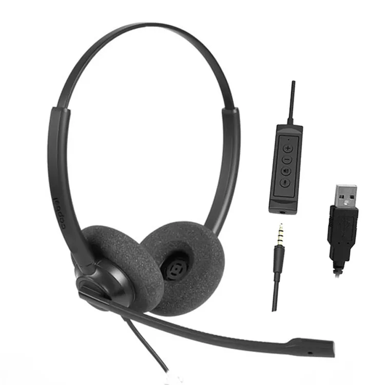 Good Sound Wired USB Headset Headphone Call Center with Cancelling Noise Microphone