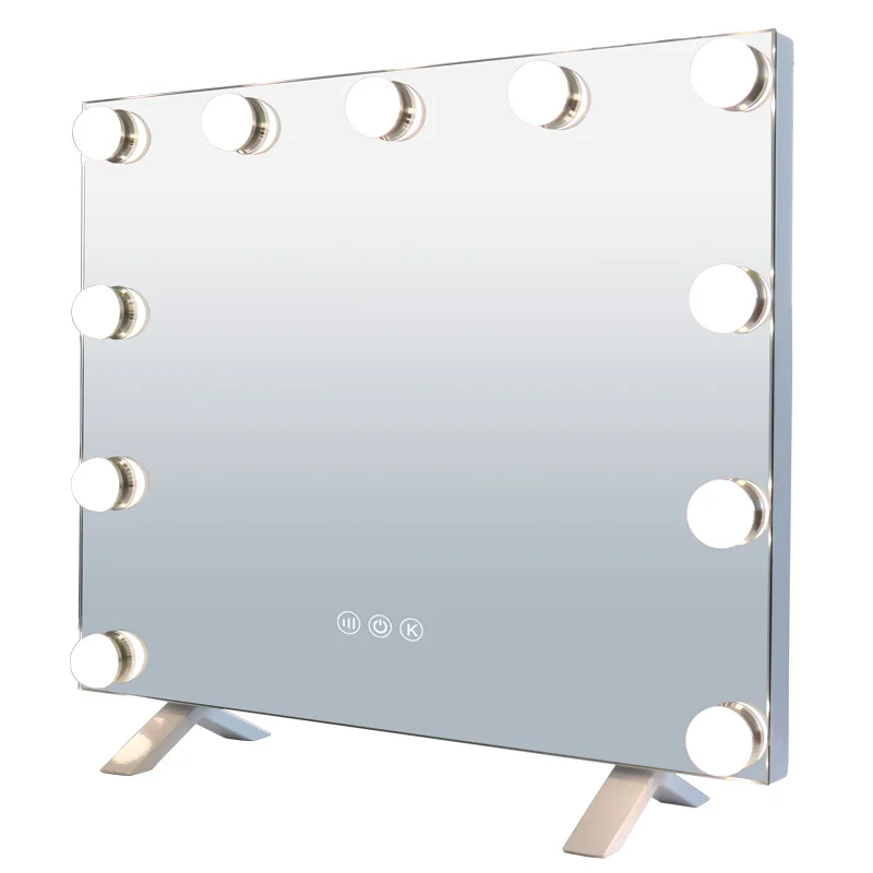 Hot Sale Product Square Shape Hollywood Desktop Mirror With 11 Big Bulb LED Lights Make Up Mirror