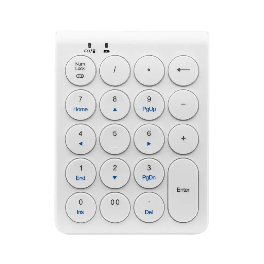 High Quality 19 Keys Mini Rechargeable BT Wireless Numeric Keypad Round Keycap Keyboard for Financial Accounting